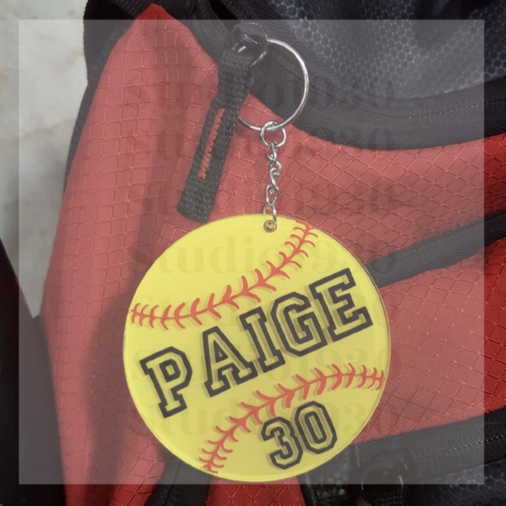 Personalized softball Keychain